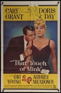 7y878 THAT TOUCH OF MINK 1sh 1962 great close up art of Cary Grant & Doris Day!