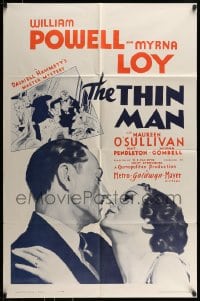 7y884 THIN MAN 1sh R1962 William Powell, Myrna Loy, W.S. Van Dyke directed classic!
