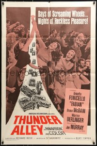 7y894 THUNDER ALLEY 1sh 1967 Annette Funicello, Fabian, car racing, lots of sexy girls!