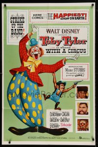 7y901 TOBY TYLER 1sh 1960 Walt Disney, art of wacky circus clown, Mister Stubbs w/revolver!