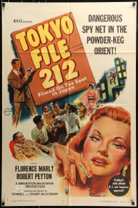7y902 TOKYO FILE 212 1sh 1951 cool art of secret agents in Japan, sexy smoking Florence Marly!