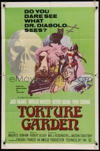 7y908 TORTURE GARDEN 1sh 1967 written by Psycho Robert Bloch do you dare see what Dr. Diabolo sees?