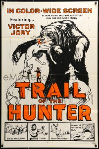 7y917 TRAIL OF THE HUNTER 1sh 1970 Victor Jory, wild violent artwork of killer bear!