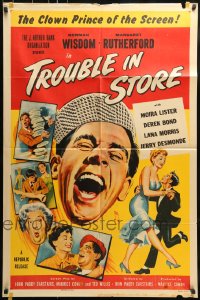 7y921 TROUBLE IN STORE 1sh 1955 Norman Wisdom, the English clown prince of the screen!