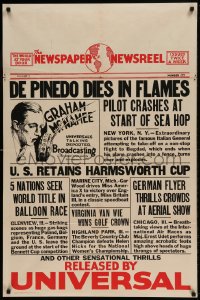 7y931 UNIVERSAL NEWS REEL 1sh 1933 the world at your door, headlines including De Pinedo plane crash!