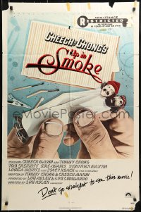 7y932 UP IN SMOKE recalled 1sh 1978 Cheech & Chong marijuana drug classic, great art!