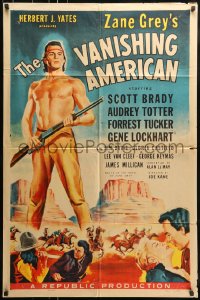 7y935 VANISHING AMERICAN 1sh 1955 Zane Grey, art of barechested Navajo Scott Brady!