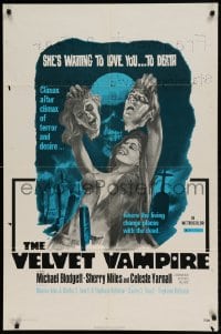 7y936 VELVET VAMPIRE 1sh 1971 she'll love you... to death, great sexy gruesome horror artwork!