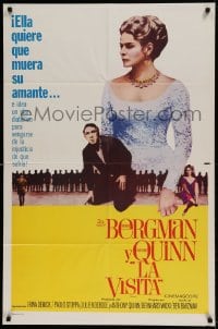 7y940 VISIT Spanish/US 1sh 1964 close-ups of Ingrid Bergman & Anthony Quinn!