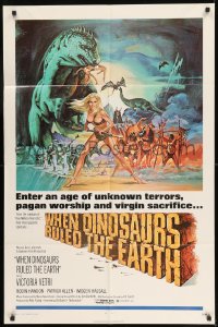 7y959 WHEN DINOSAURS RULED THE EARTH 1sh 1971 Hammer, artwork of sexy cavewoman Victoria Vetri!