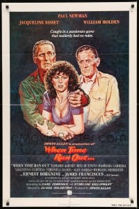 7y961 WHEN TIME RAN OUT int'l 1sh 1980 Tanenbaum art of Paul Newman, William Holden & Jacqueline Bisset