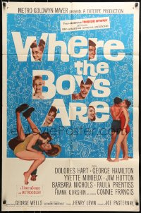 7y963 WHERE THE BOYS ARE 1sh 1961 sexy Connie Francis, Dolores Hart, Yvette Mimieux & Prentiss!