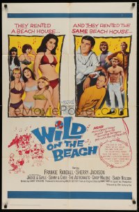 7y977 WILD ON THE BEACH 1sh 1965 Frankie Randall, Sherry Jackson, Sonny & Cher, teen rock & roll!