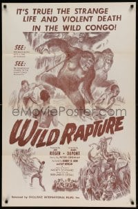 7y979 WILD RAPTURE military 1sh 1950 different art of the death battle with a tribe of gorillas!