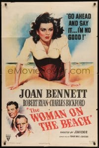 7y989 WOMAN ON THE BEACH 1sh 1946 go ahead and say it, sexy Joan Bennett is no good!