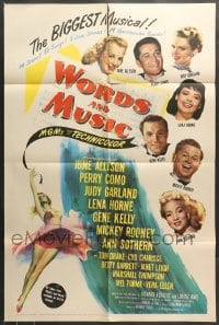 7y991 WORDS & MUSIC 1sh 1949 Judy Garland, Lena Horne & musical all-stars, bio of Rodgers & Hart!