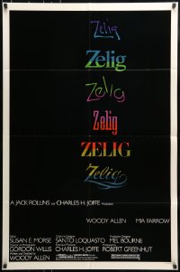 7y998 ZELIG 1sh 1983 Mia Farrow, John Buckwalter, wacky Woody Allen directed mockumentary!
