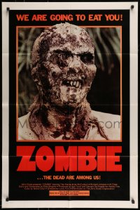 7y999 ZOMBIE 1sh 1980 Zombi 2, Lucio Fulci classic, gross c/u of undead, we are going to eat you!