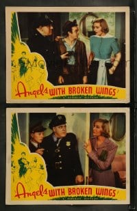 7z885 ANGELS WITH BROKEN WINGS 2 LCs 1941 police officers with Binnie Barnes and Leo Gorcey!