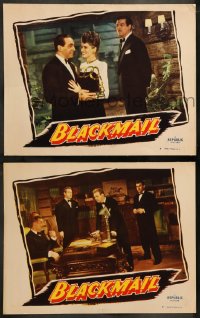 7z895 BLACKMAIL 2 LCs 1947 William Marshall, Adele Mara, Ricardo Cortez, cool film noir!