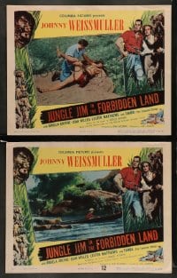 7z946 JUNGLE JIM IN THE FORBIDDEN LAND 2 LCs 1951 Johnny Weissmuller & Angela Greene in the jungle!