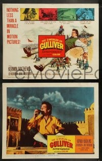 7z036 3 WORLDS OF GULLIVER 8 LCs 1960 Ray Harryhausen fantasy classic, giant Kerwin Mathews!