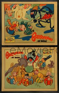 7z001 BALLOONLAND complete set of 4 LCs 1935 incredible Ub Iwerks art, ComiColor cartoon, rare!