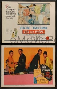 7z129 CRY FOR HAPPY 8 LCs 1960 Glenn Ford & Donald O'Connor with Miiko Taka & Miyoshi Umeki!