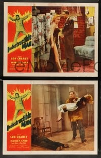 7z830 INDESTRUCTIBLE MAN 3 LCs 1956 Lon Chaney Jr. as inhuman, invincible, inescapable monster!