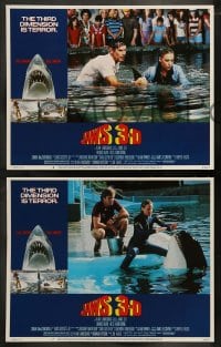 7z259 JAWS 3-D 8 LCs 1983 Dennis Quaid, Bess Armstrong, Gossett Jr., the third dimension is terror!