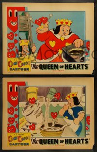 7z003 QUEEN OF HEARTS complete set of 4 LCs 1934 incredible Ub Iwerks art, ComiColor cartoon!