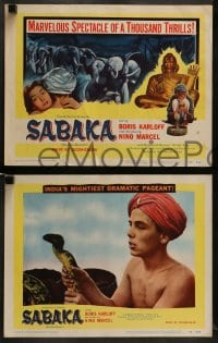 7z399 SABAKA 8 LCs 1954 The Fire Demon, cool images of Boris Karloff w/ horse and Victor Jory!