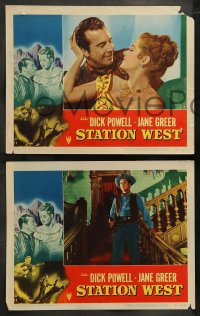 7z598 STATION WEST 7 LCs 1948 cowboy Dick Powell loves Jane Greer, Burl Ives with guitar!