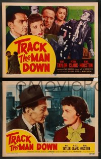 7z500 TRACK THE MAN DOWN 8 LCs 1955 detective Kent Taylor, Petula Clark, murder mystery!