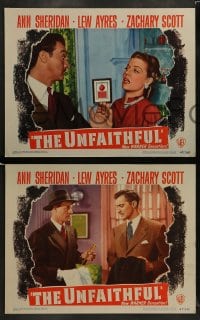 7z777 UNFAITHFUL 4 LCs 1947 sexy Ann Sheridan, Lew Ayres, Zachary Scott, love triangle film noir!