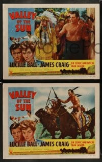 7z778 VALLEY OF THE SUN 4 LCs R1953 border art of Lucille Ball & cowboy James Craig, Tomahawk Terror!