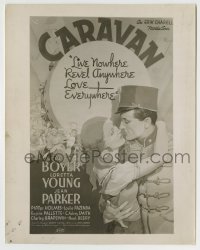 8a151 CARAVAN 8x10.25 still 1934 1-sheet art of Loretta Young & Charles Boyer, Samson Raphaelson!