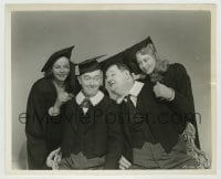 8a175 CHUMP AT OXFORD 8x10 still 1940 c/u of Laurel & Hardy in caps and gowns with pretty ladies!