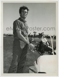 8a189 CLINT EASTWOOD 7x9 still 1960s youthful close up on golf course reaching for a club!