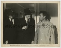 8a211 DEAD RECKONING 8x10 still 1947 men in black suits questioning Humphrey Bogart in pajamas!