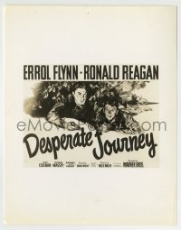 8a219 DESPERATE JOURNEY 7.75x9.25 still 1942 art of Errol Flynn & Ronald Reagan for the 1/2sheet!