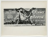 8a301 FLAME & THE ARROW 7.75x10 still 1950 art of Burt Lancaster & Virginia Mayo on the 24-sheet!