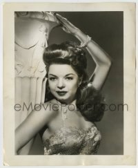 8a320 FRANCES LANGFORD radio 8.25x10 still 1945 ultra-modern in the newest of lace evening gowns!