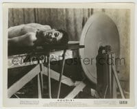 8a430 HOUDINI 8x10.25 still 1953 smiling barechested magician Tony Curtis tied to buzz saw!
