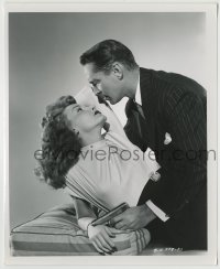 8a447 I LOVE TROUBLE 8.25x10 still 1947 Franchot Tone w/gun about to kiss Janet Blair by Ned Scott!