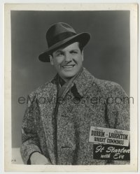 8a470 IT STARTED WITH EVE 8x10.25 still 1941 close up of Robert Cummings in winter jacket & hat!