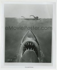 8a483 JAWS 8.25x10 still 1975 far sexier Roger Kastel art of shark attacking naked swimmer!