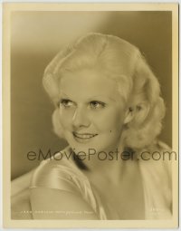 8a489 JEAN HARLOW 8x10.25 still 1930s wonderful head & shoulders portrait in low-cut silk blouse!
