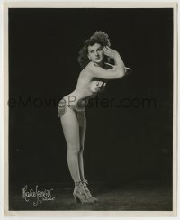 8a577 LORRIE LONG 8.25x10 still 1950s sexy burlesque dancer in fishnet stockings & not much else!