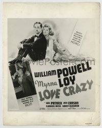 8a582 LOVE CRAZY 8x10.25 still 1941 great art of William Powell & Myrna Loy used on the 6-sheet!